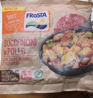 Bocconcini di pollo con patate e peperoni
