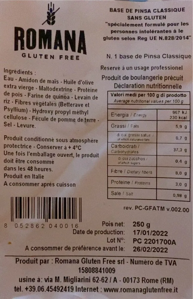 Pate pizza sans gluten