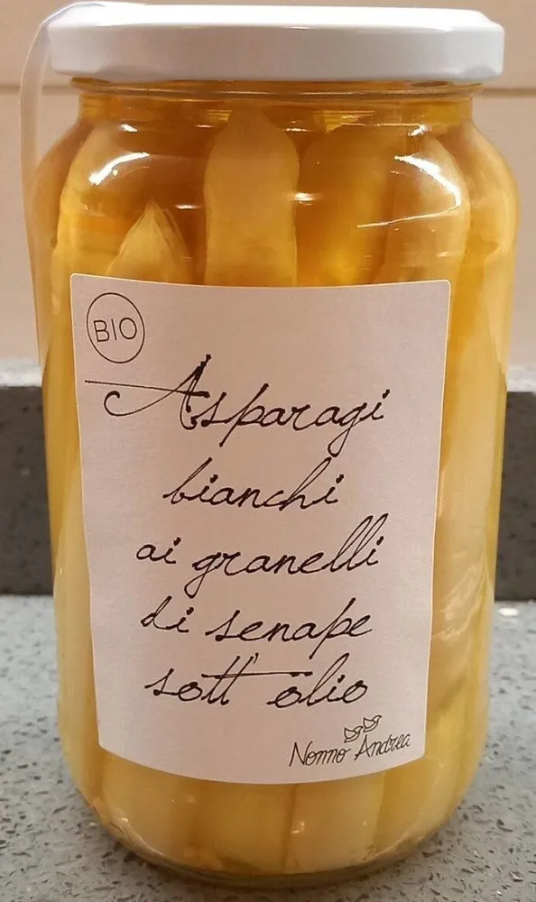 asparagi bianchi ai granelli di senape sott'olio