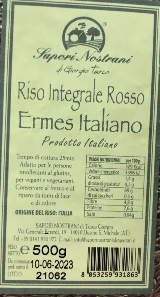 Riso integrale rosso Ermes Italiano