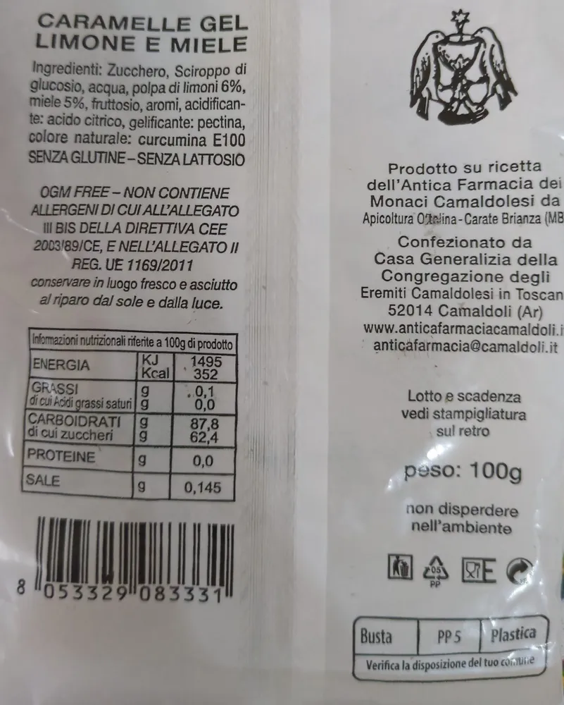 Caramelle gel limone e miele