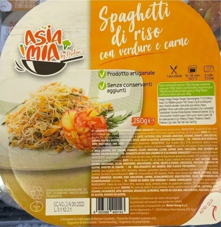 Spaghetti di Riso verdure e carne