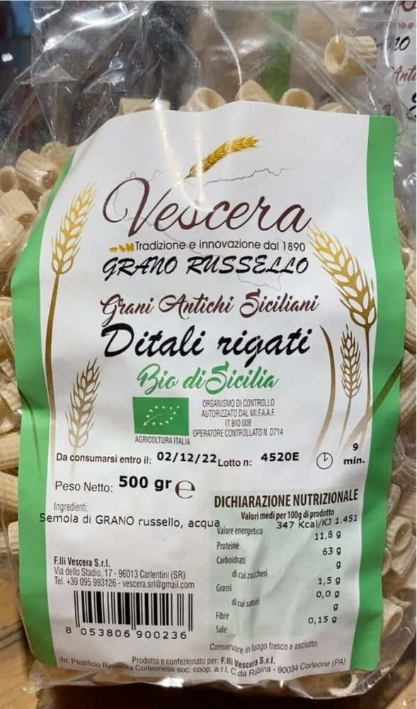 Ditali rigati - bio - grano russello