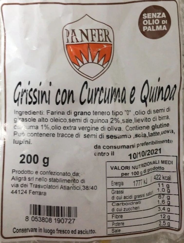 Grissini con Curcuma e Quinoa
