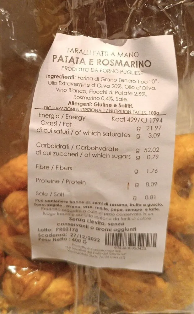 Taralli patata e rosmarino