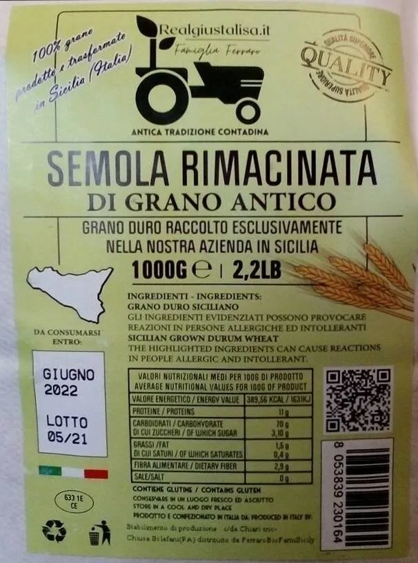 Semola rimacinata grano antico