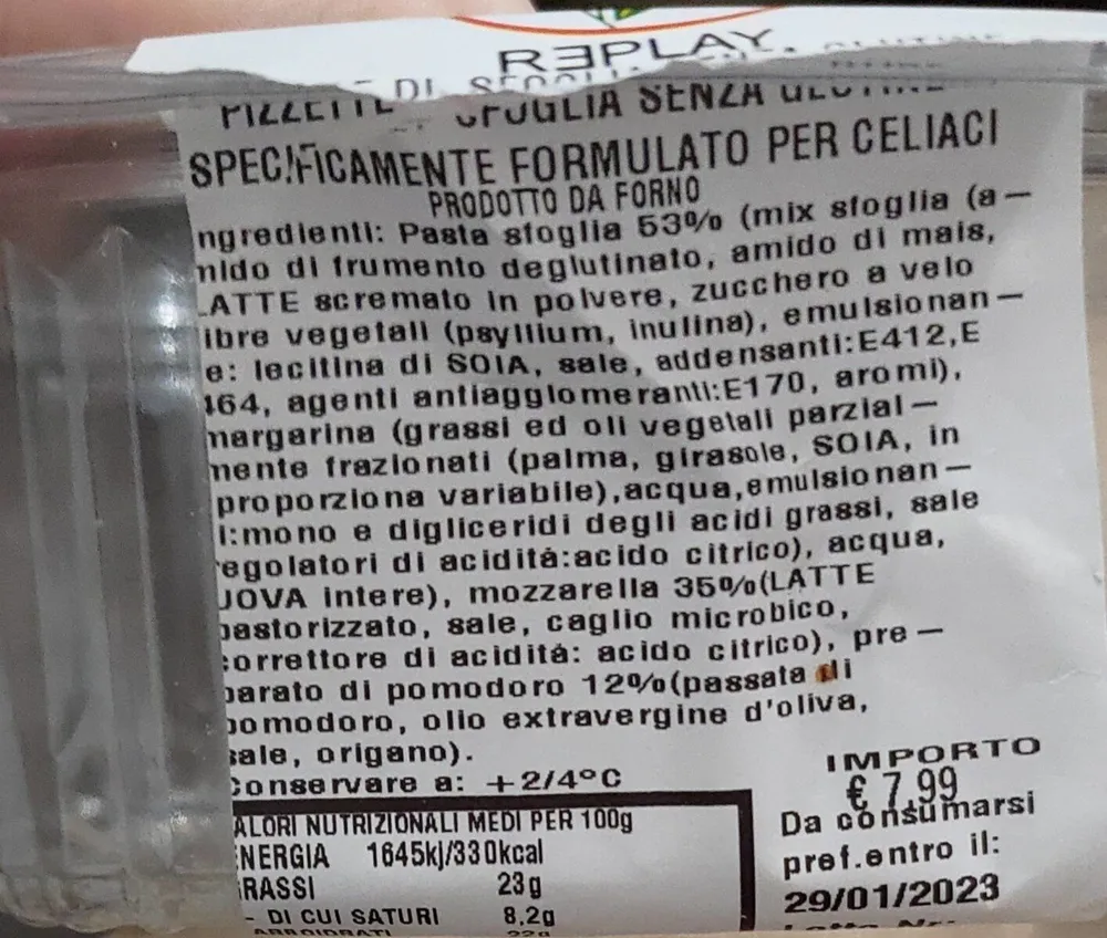 Pizzette di sfoglia senza glutine