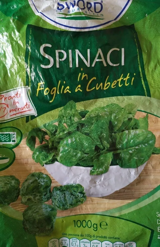 Spinaci in foglia a cubetti