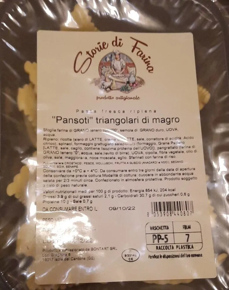 Pansoti triangolari di magro