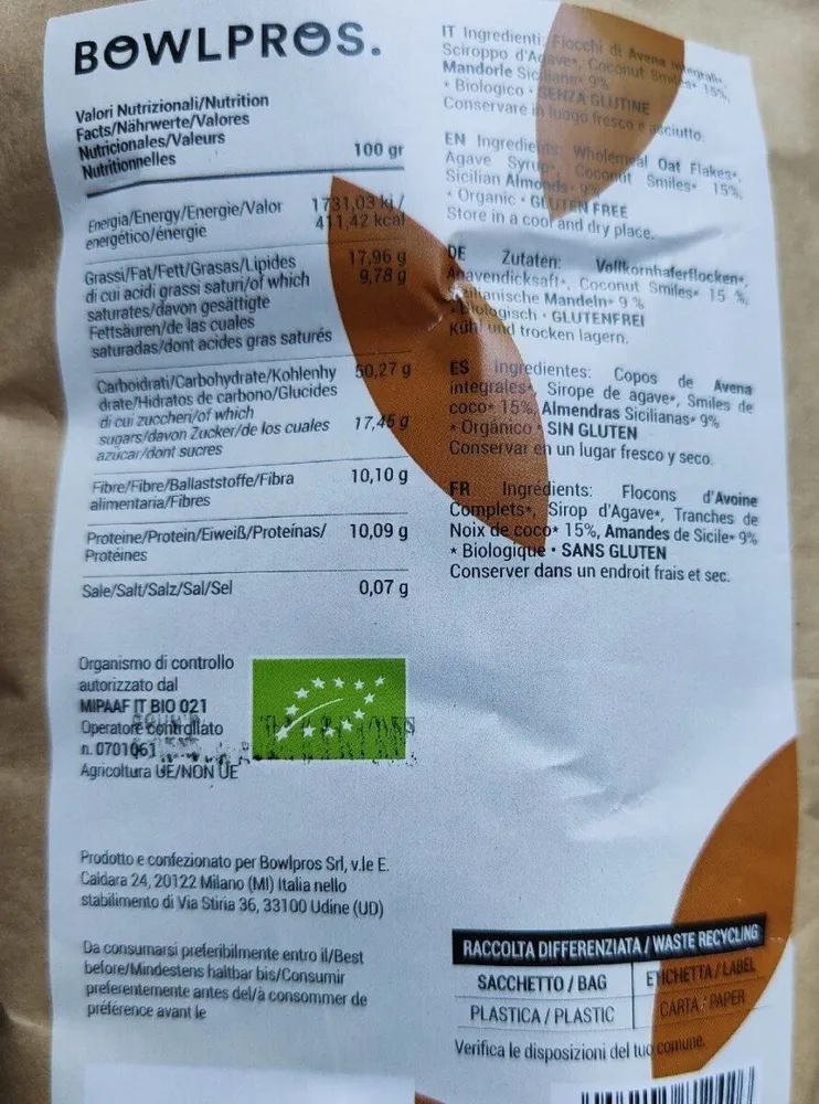 Granola cocco e mandorle