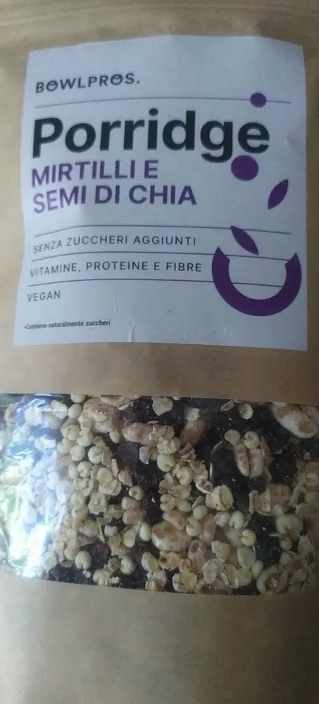 Porridge mirtilli e semi di chia