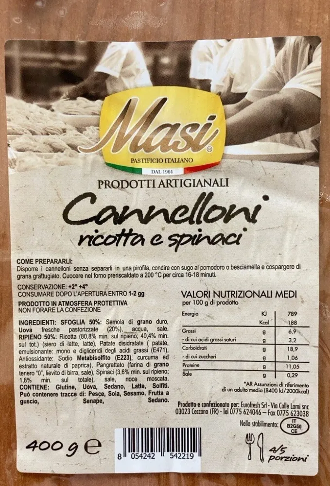 Cannelloni ricotta e spinaci