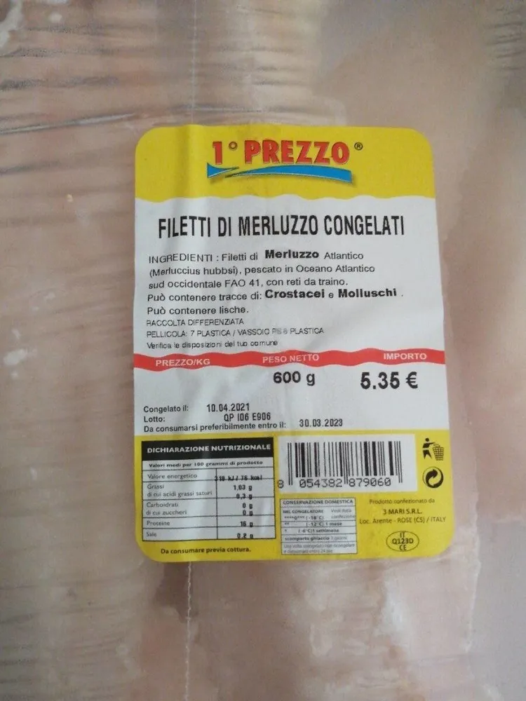 filetti di merluzzo congelati