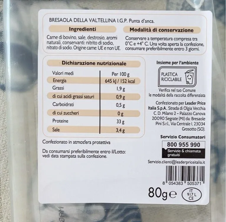 Bresaola della valtellina i.g.p.