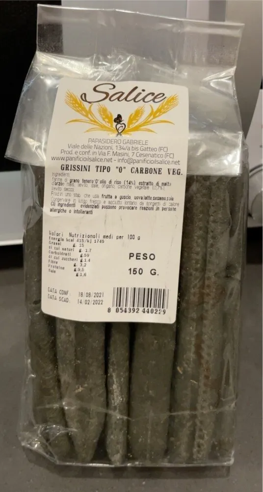 Grissisini tipo “0” carbone veg.