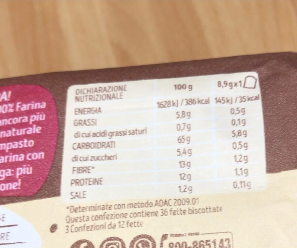 Fette biscottate integrali