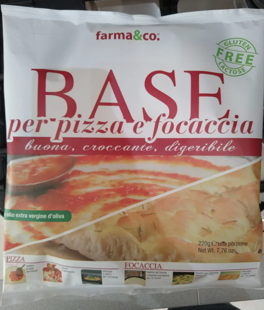 Base per pizza focaccia senza glutine e lattosio