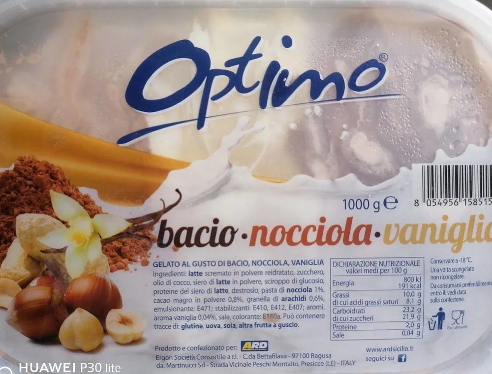 Gelato bacio, nocciola, vaniglia