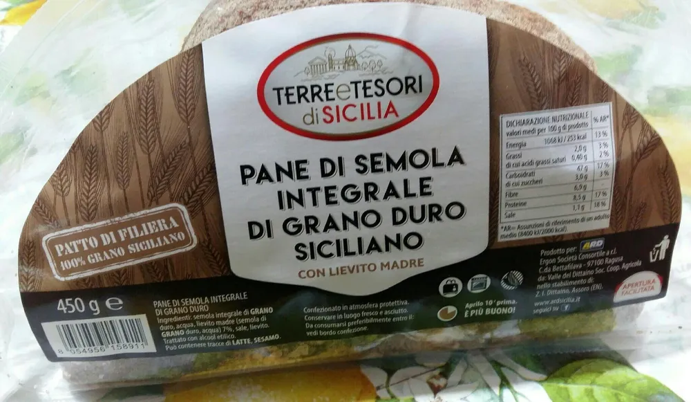 Pane si semola integrale di grano duro siciliano