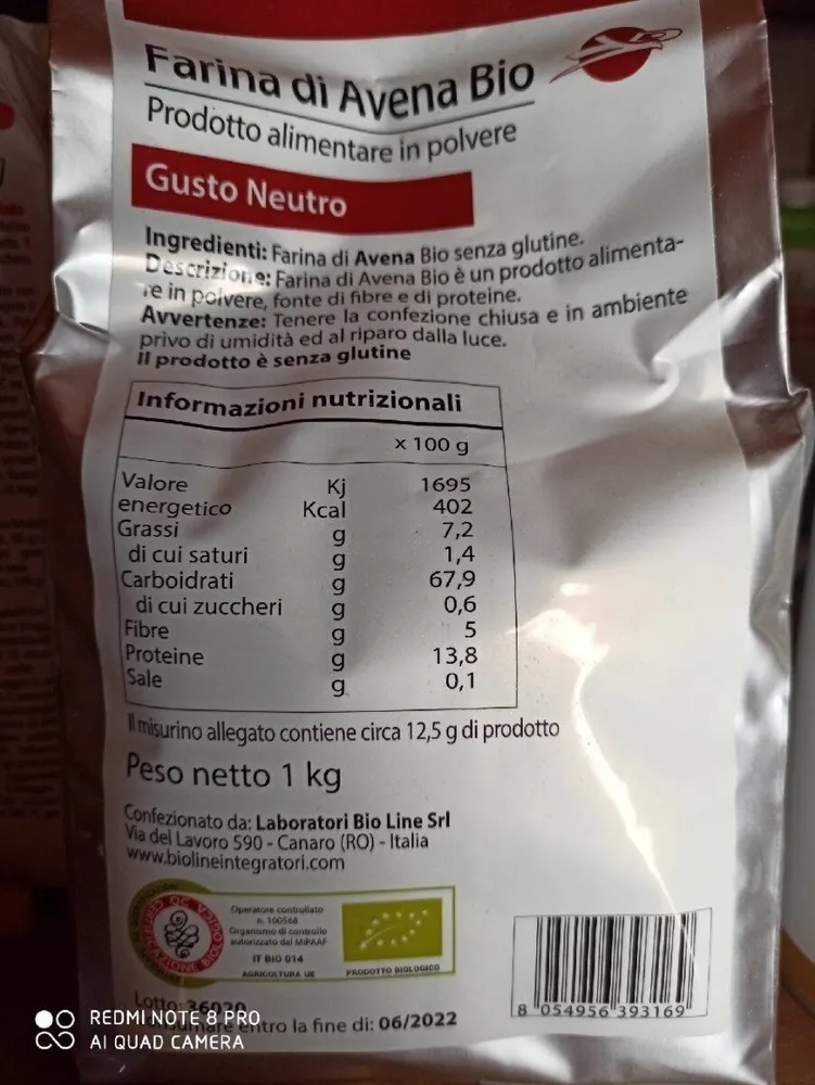 Farina di avena bio