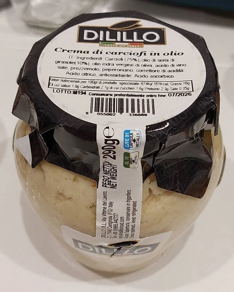 Crema di carciofi in olio