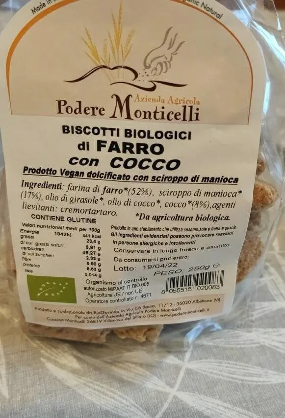 Biscotti biologici di farro con cocco