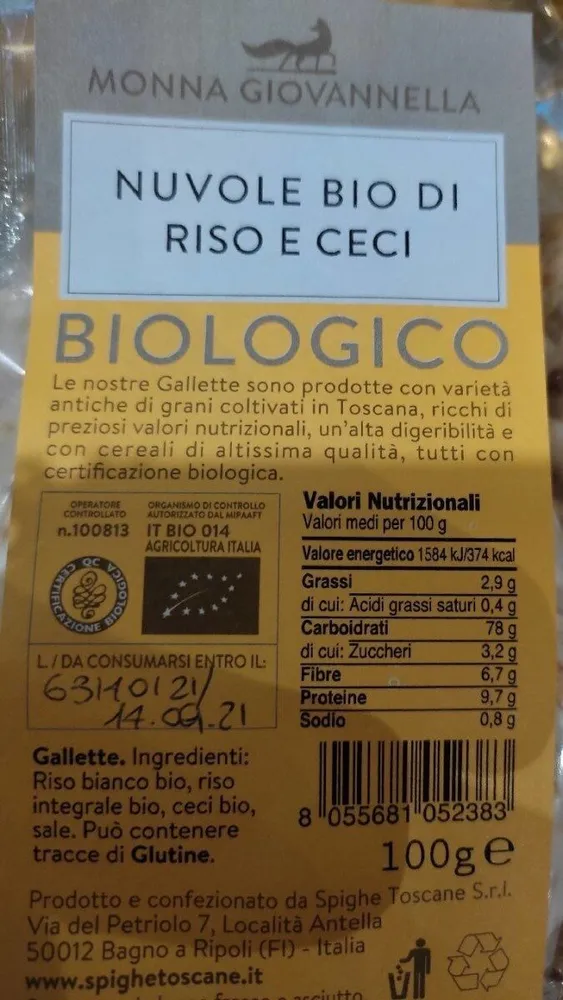 Nuvole bio di riso e ceci