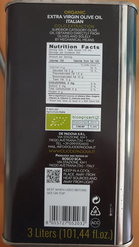 olio extra vergine di oliva