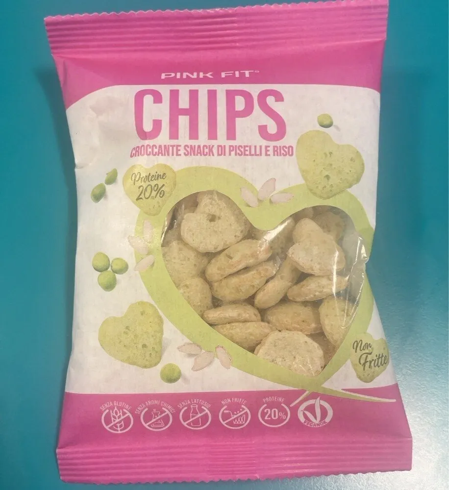 Chips snack di piselli e riso