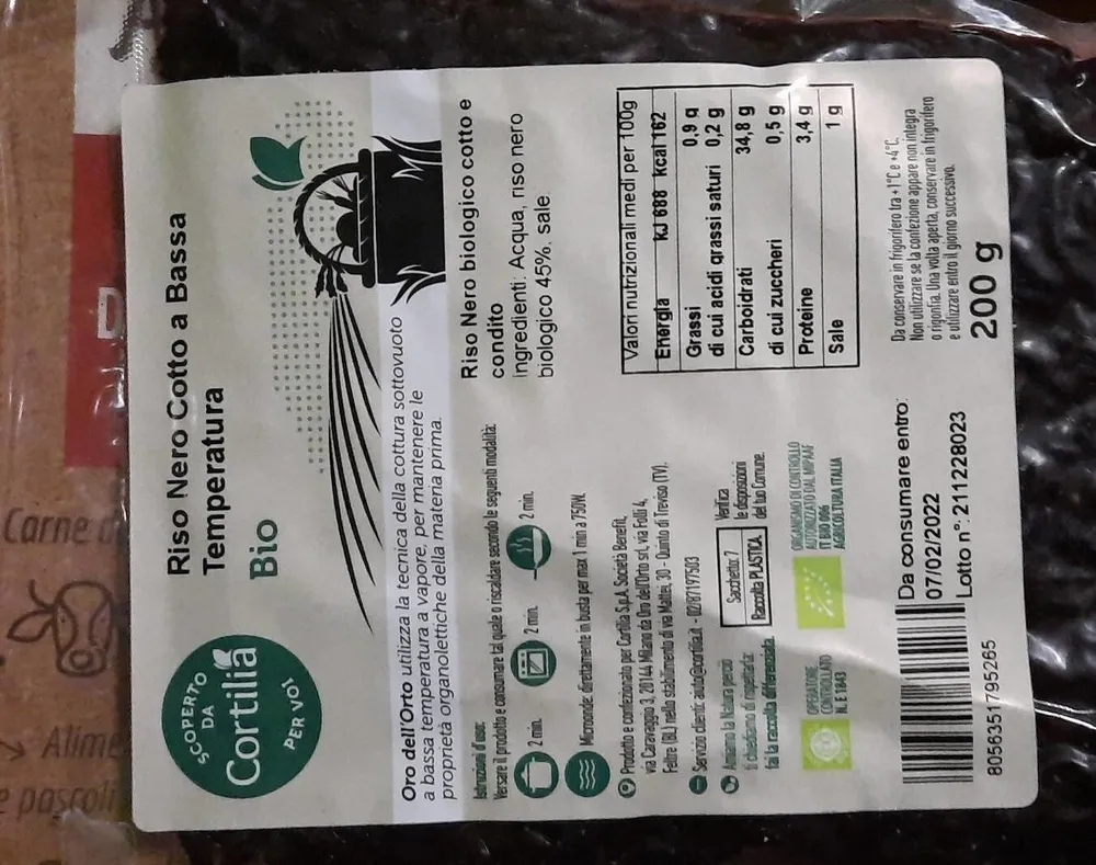 Riso nero cotto a bassa temperatura