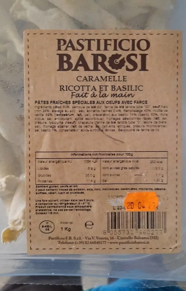 Caravelle ricotta et basilic