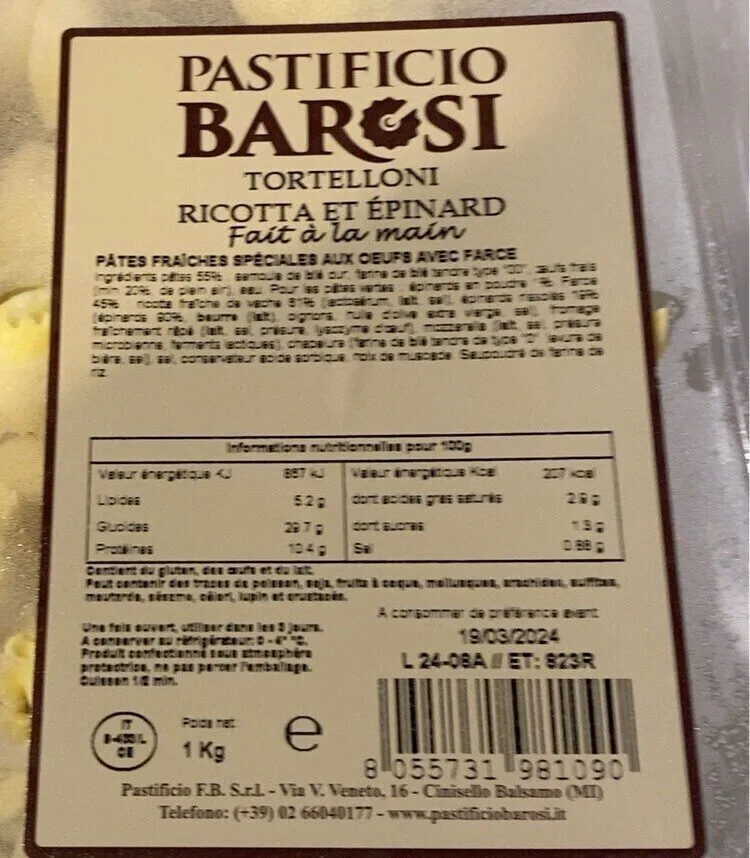Tortelloni ricotta et epinard