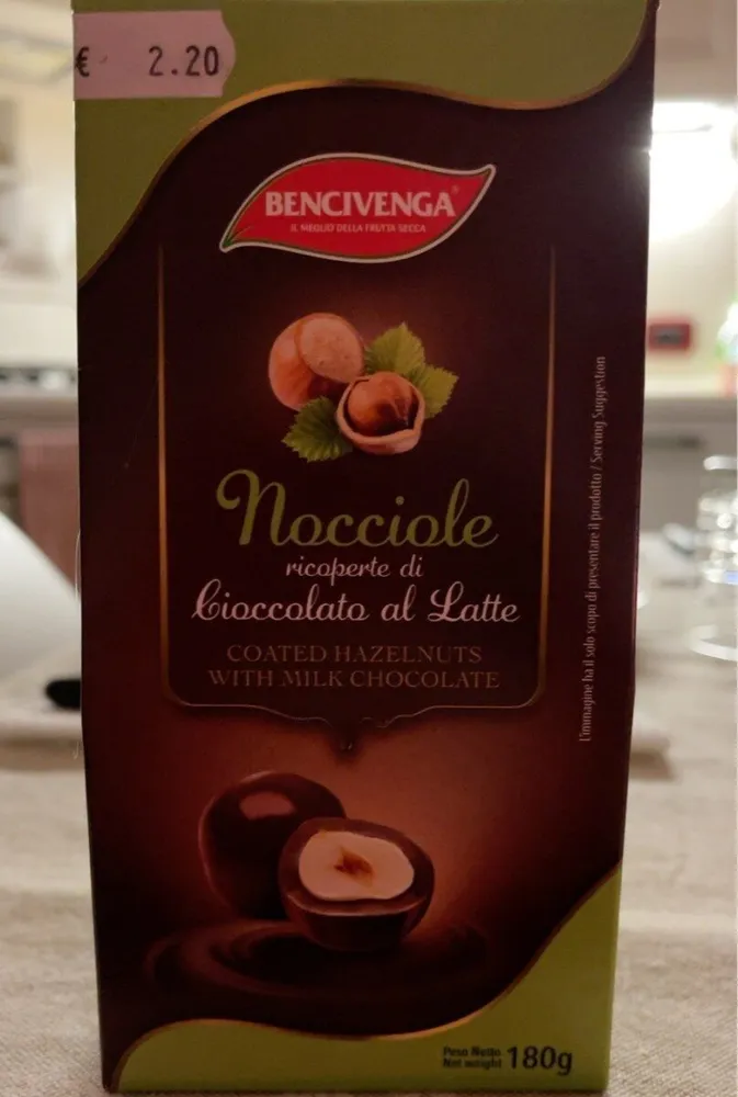 Nocciole ricoperte di cioccolato al latte