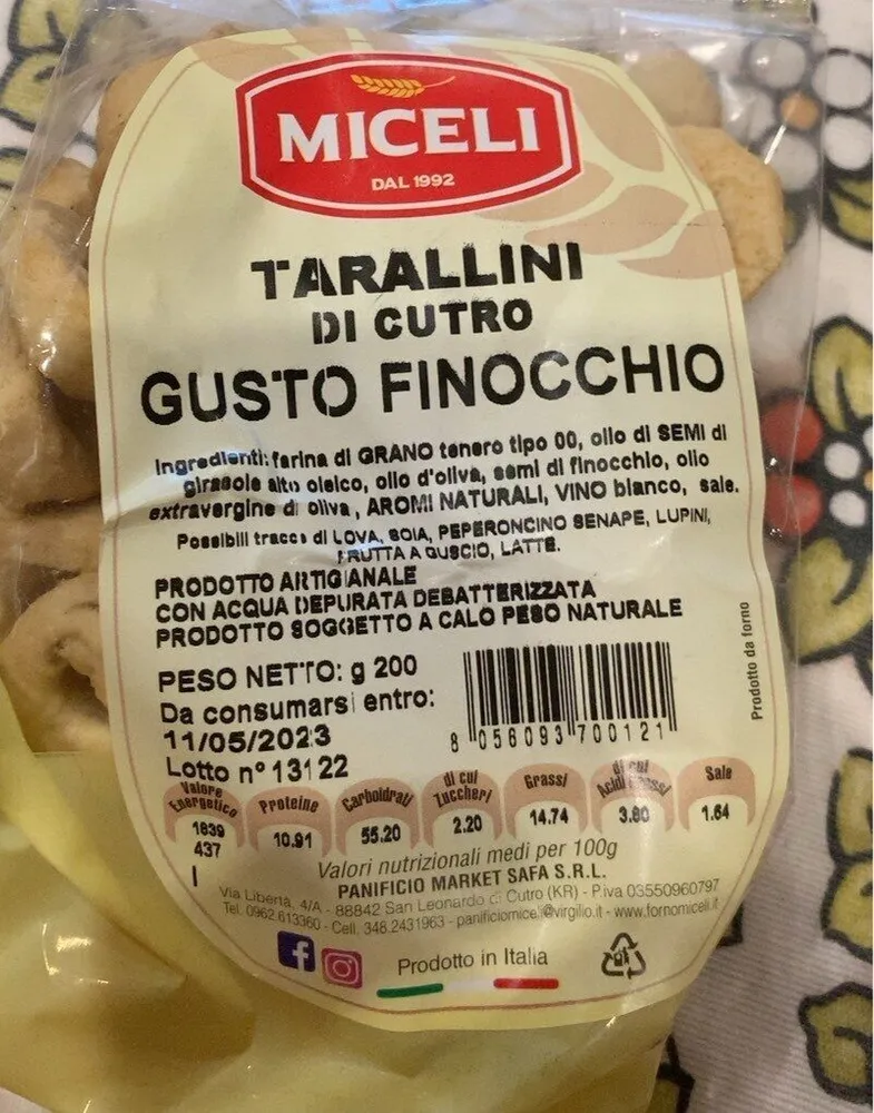 TARALLINI DI CUTRO GUSTO FINOCCHIO