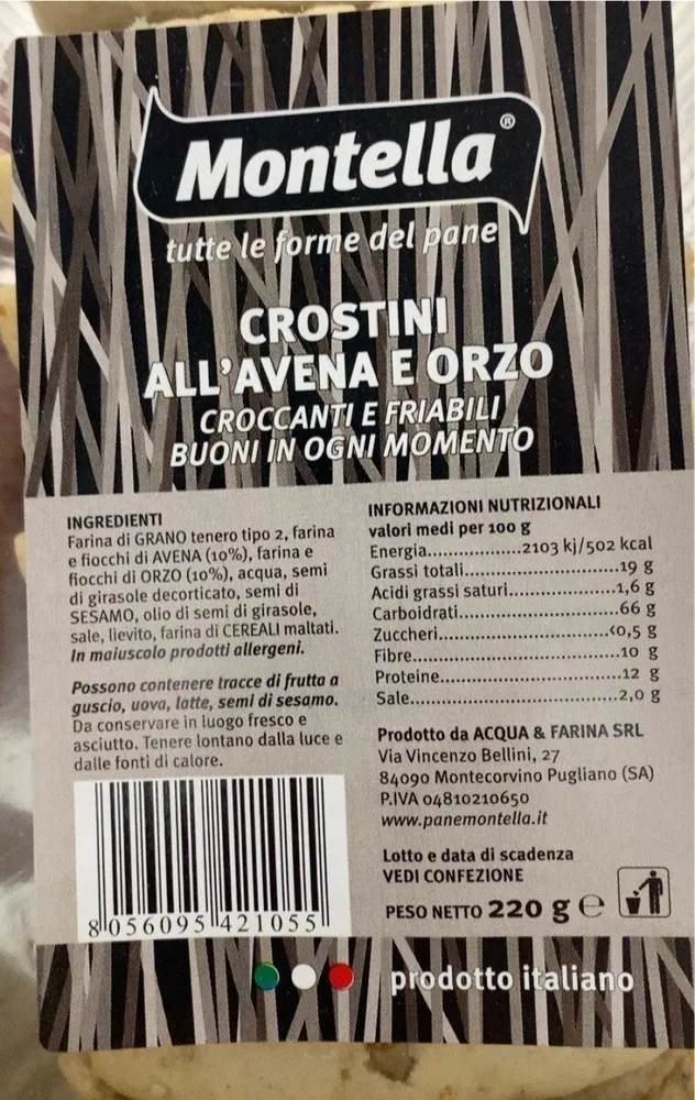 CROSTINI ALL’AVENA E ORZO