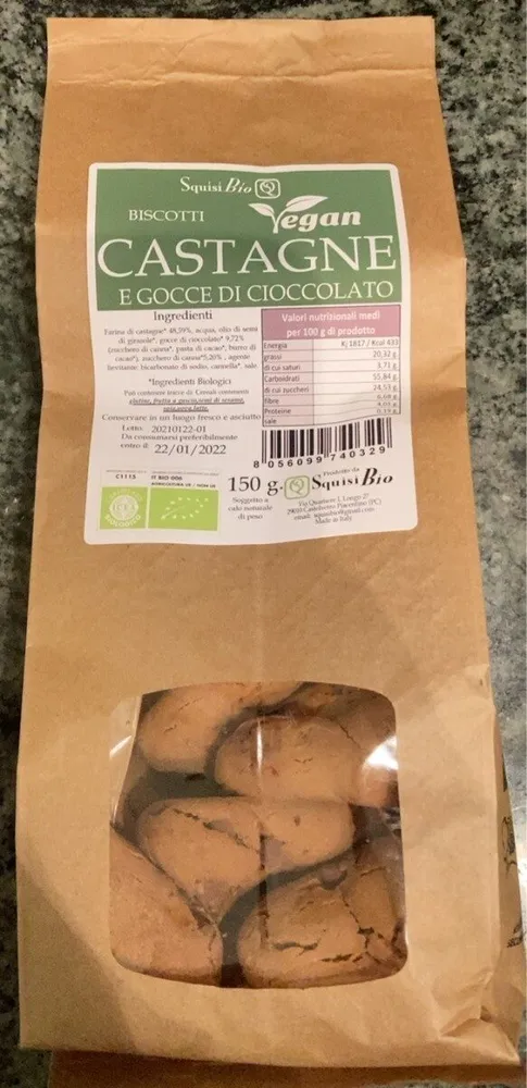 Biscotti castagne e gocce di cioccolato