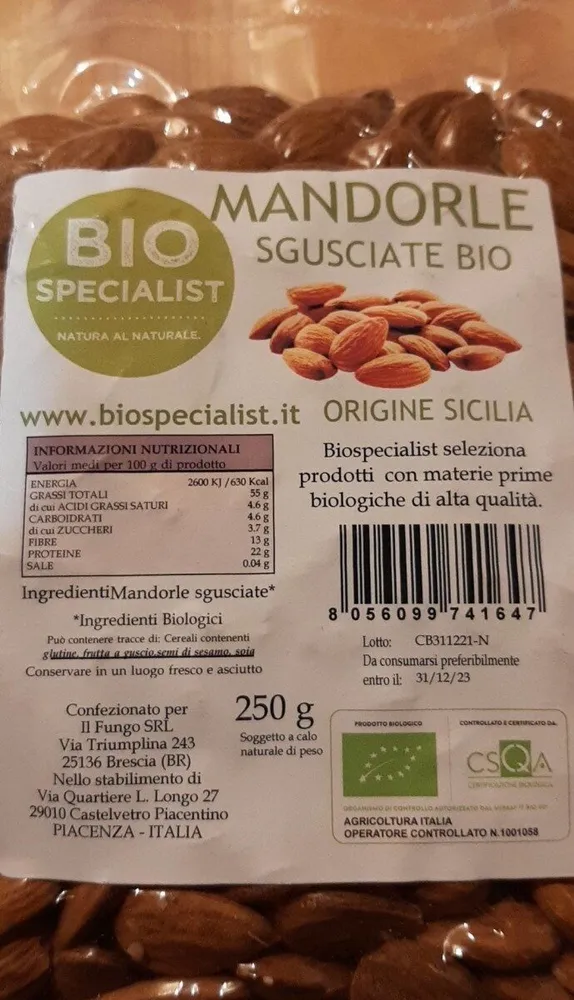 Mandorle sgusciate bio
