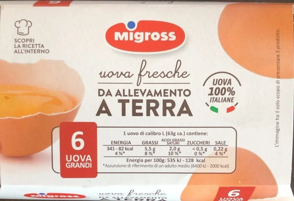 Uova fresche da allevamento a terra