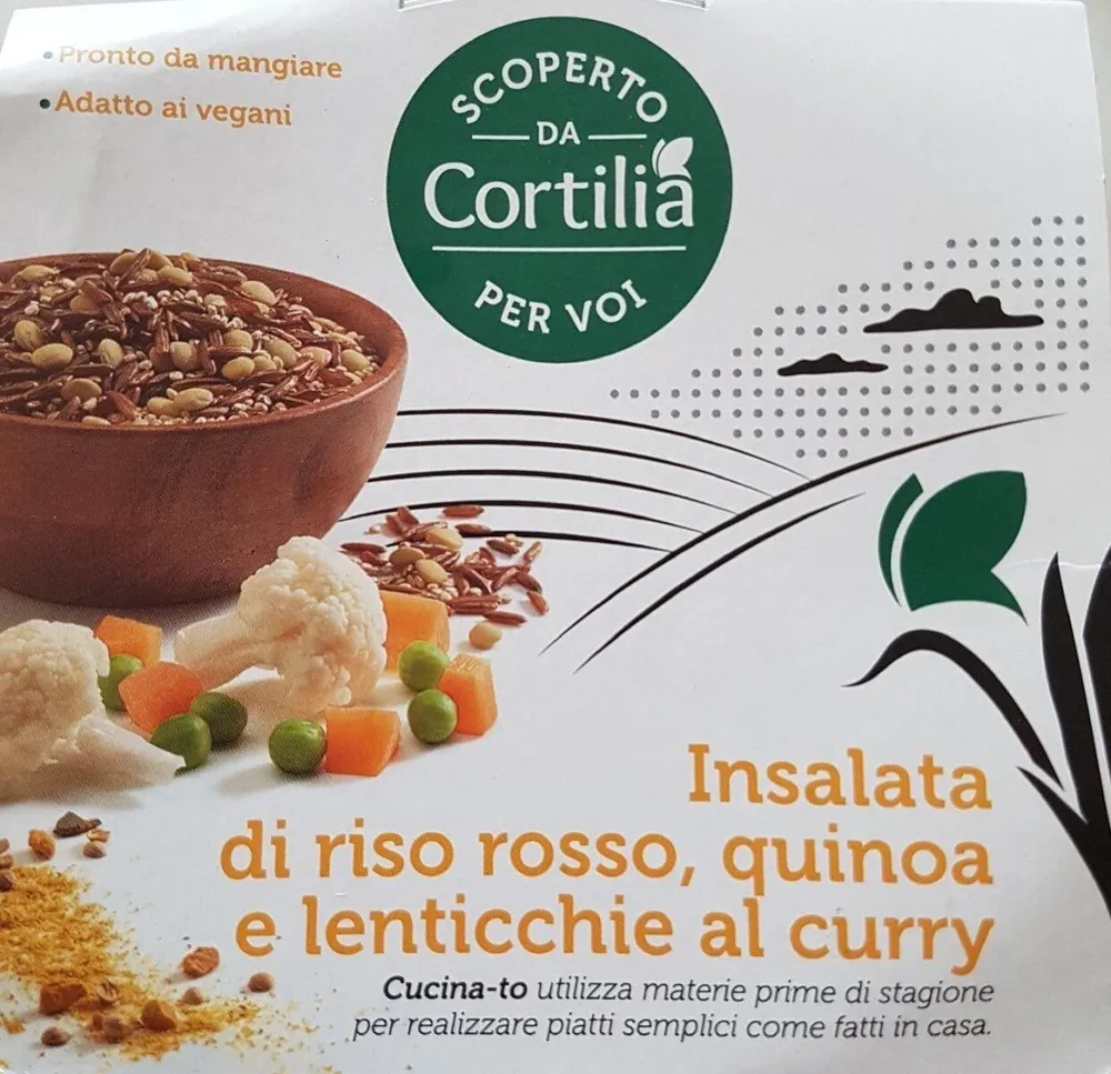 Insalata di riso rosso, quinoa e lenticchie al curry