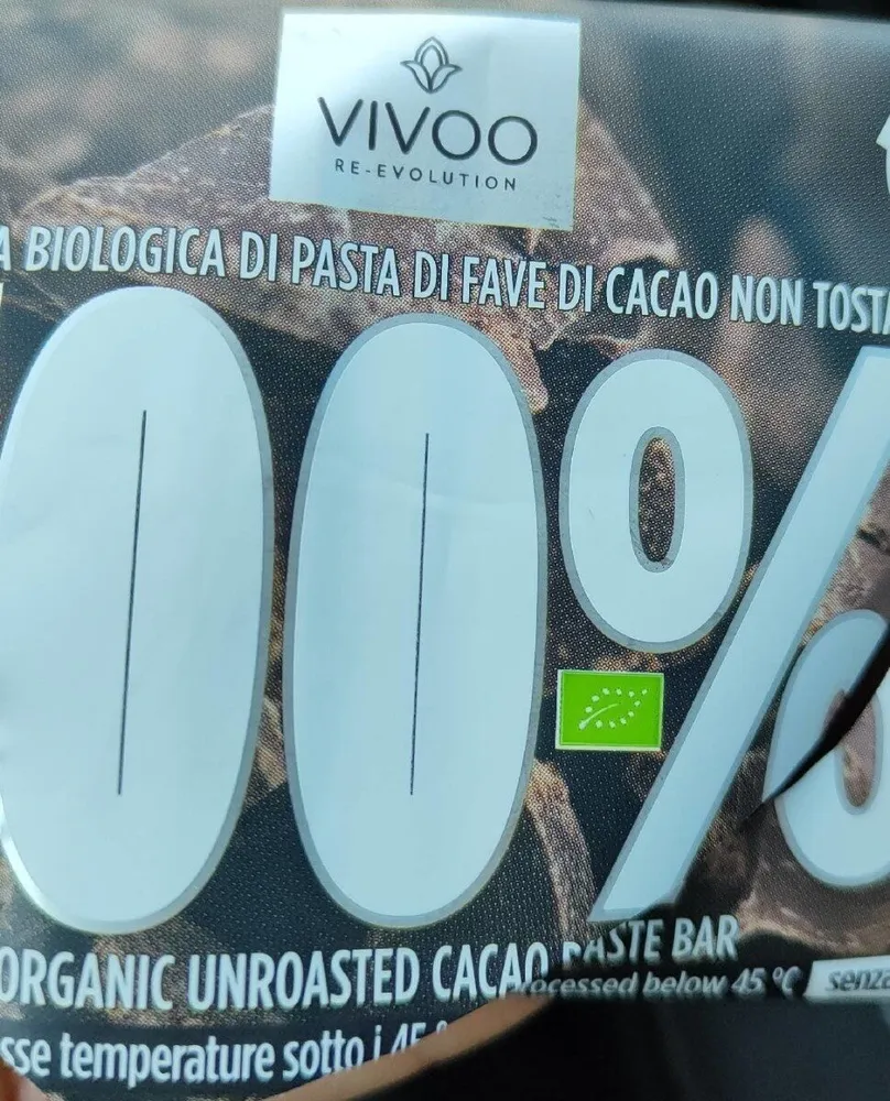 Tavoletta biologica di pasta di fave di cacao non tostate