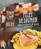 Filet de saumon pâtes basilic et sauce citronnée