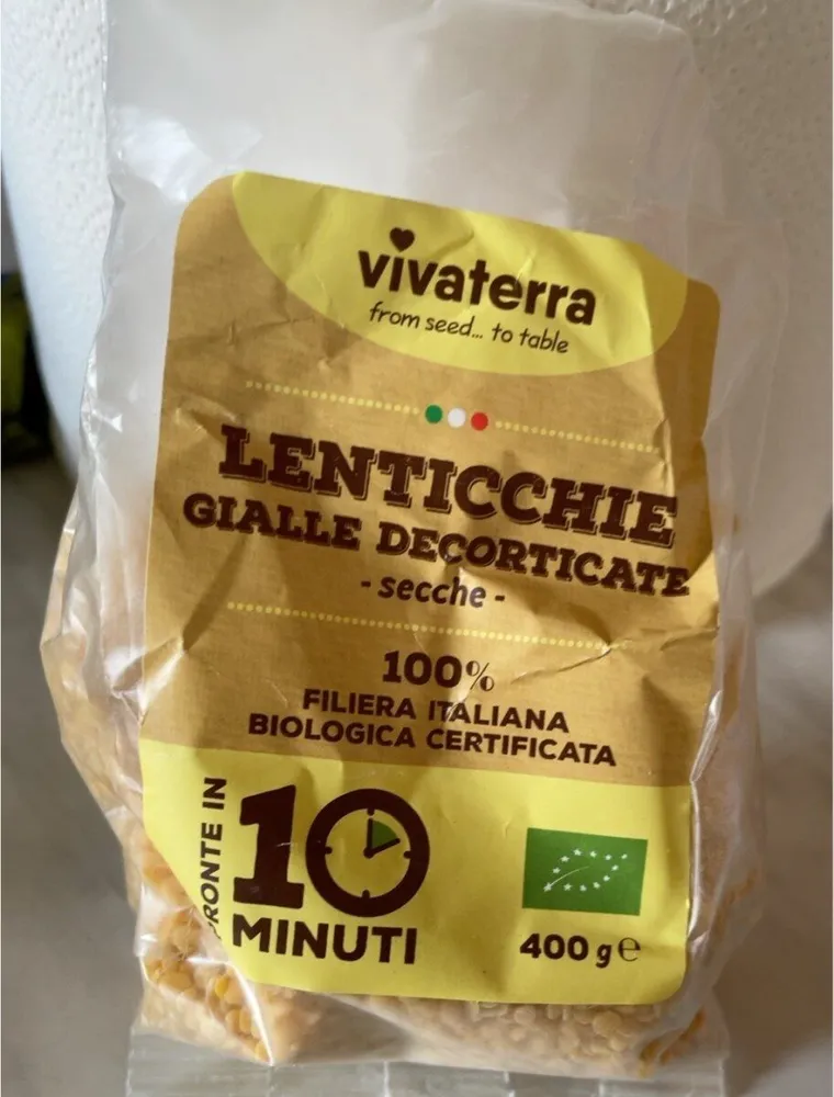 Lenticchie gialle decorticate secche