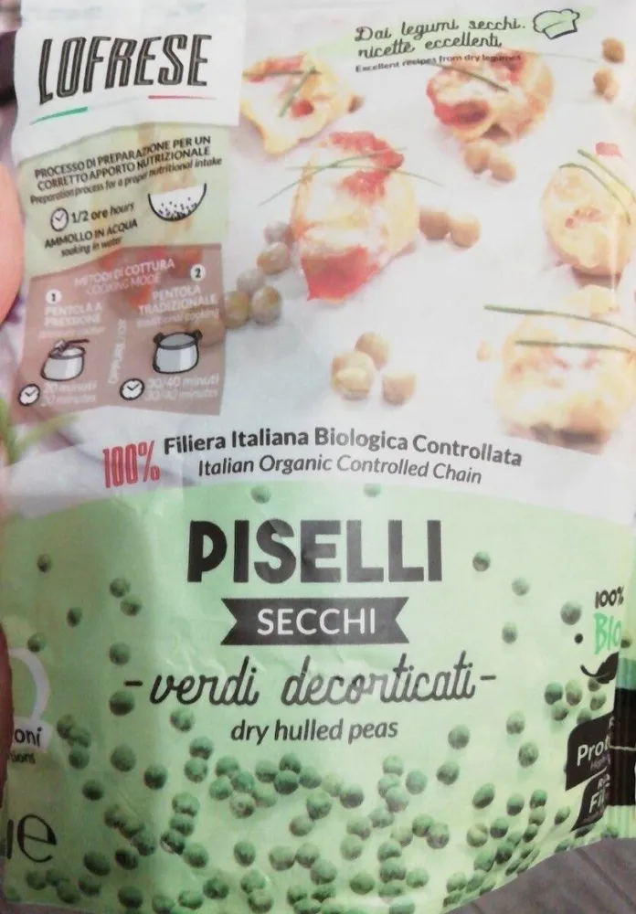 Piselli secchi verdi decorticati