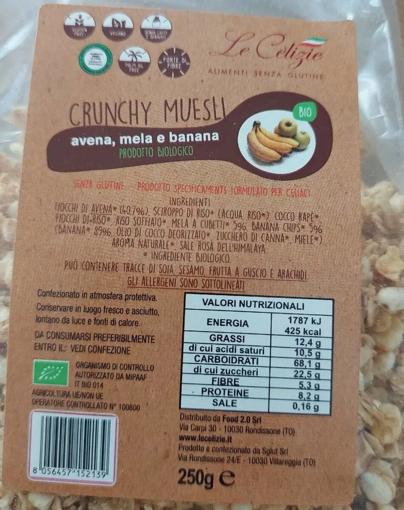 Crunchy muesli avena, mela e banana