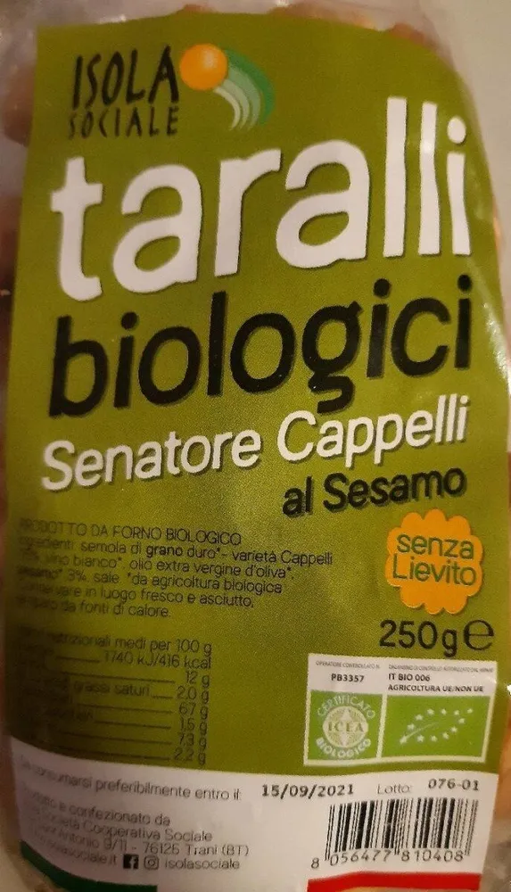 Taralli biologici senatore cappelli al sesamo