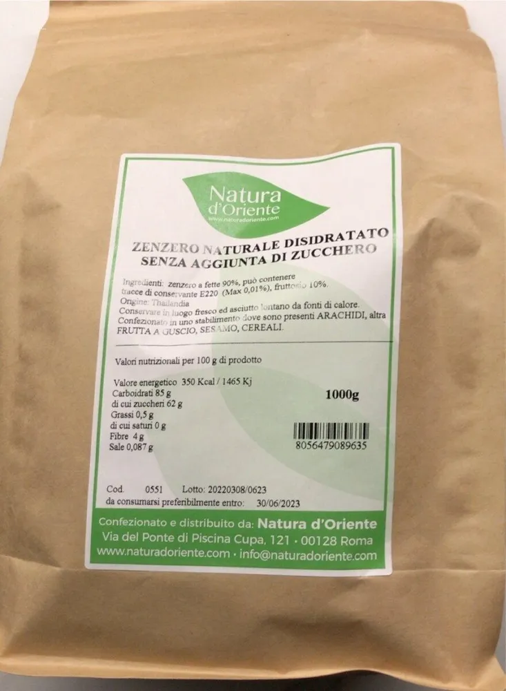 Zenzero Naturale disidrato no sugar added