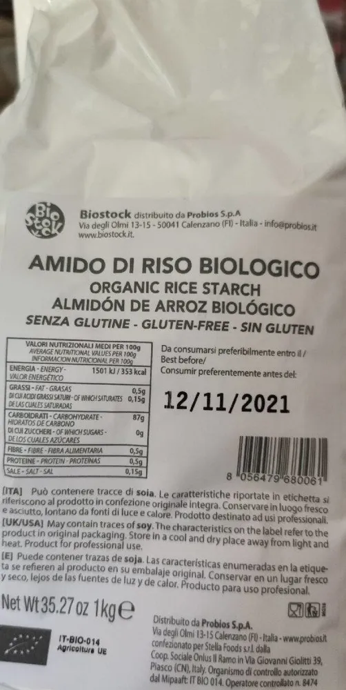 Amido di riso biologico