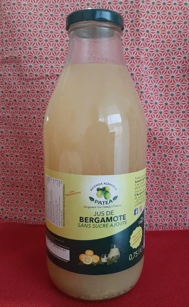 Jus de bergamote sans sucre ajouté