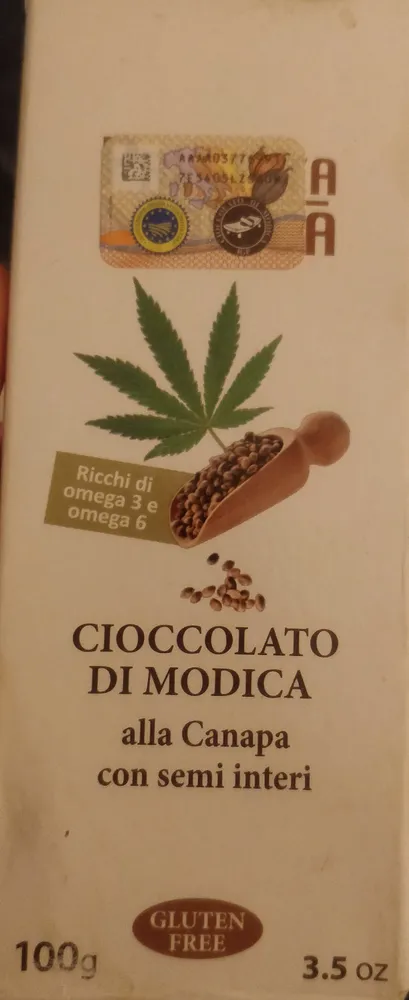cioccolato di Modica alla canapa con semi interi