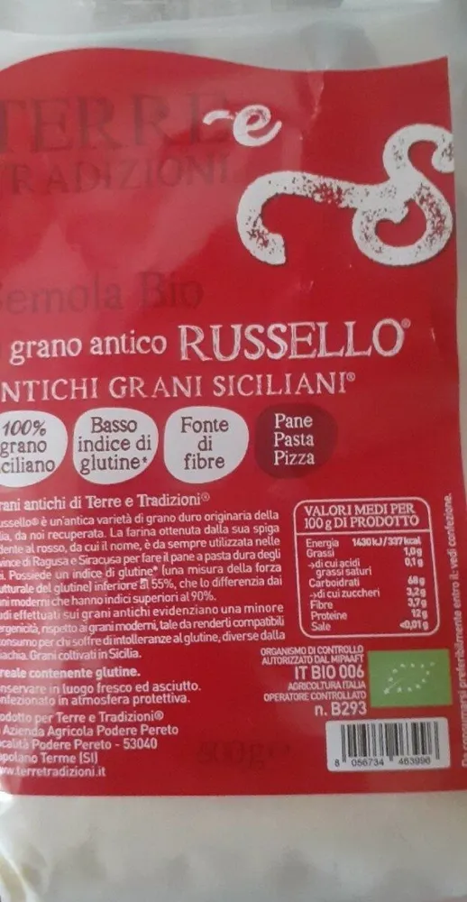 Semola bio gtano antico russello “ antichi grani siciliani”